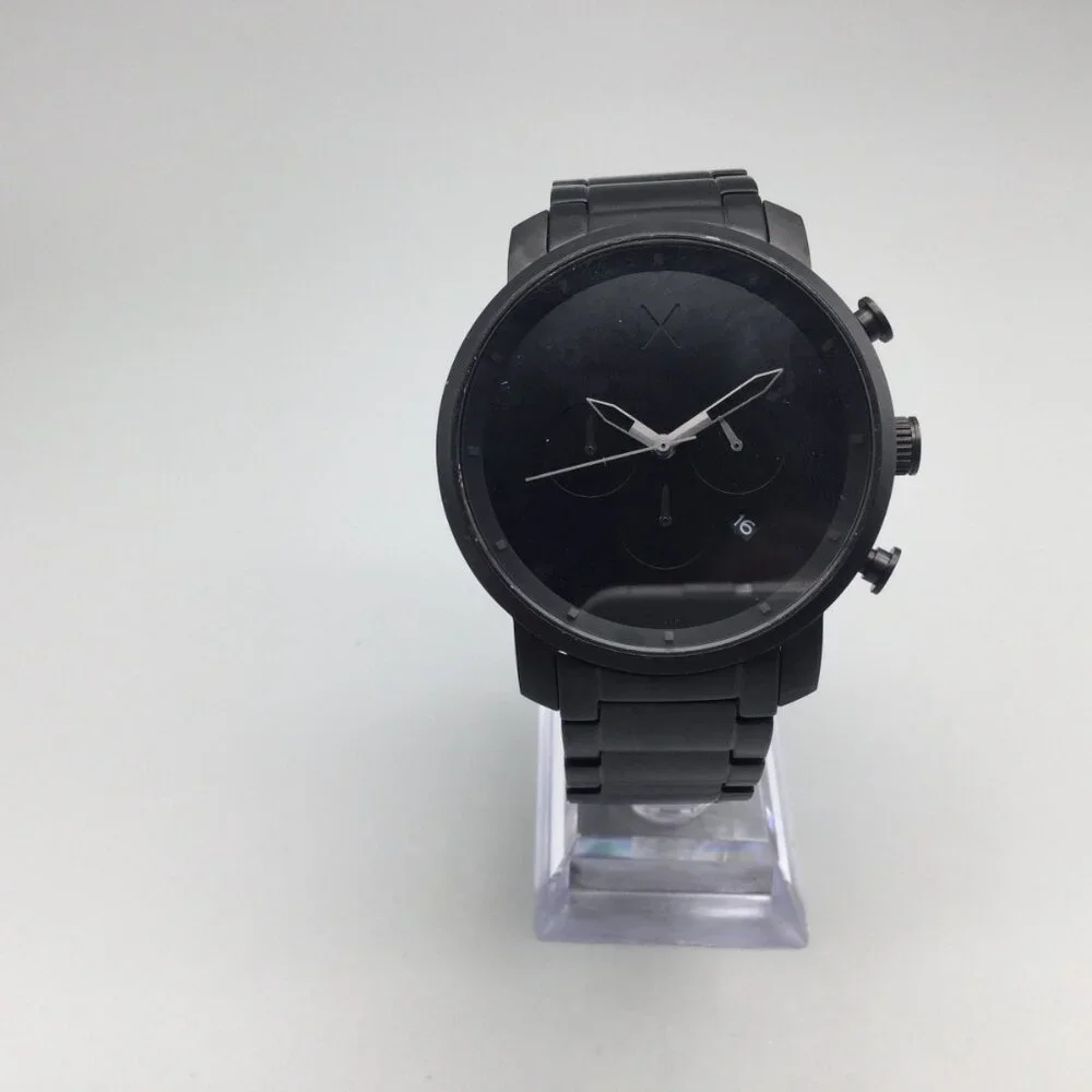 MVMT Chronograph Watch Men 45mm Black Date Stainless New Battery 7.75